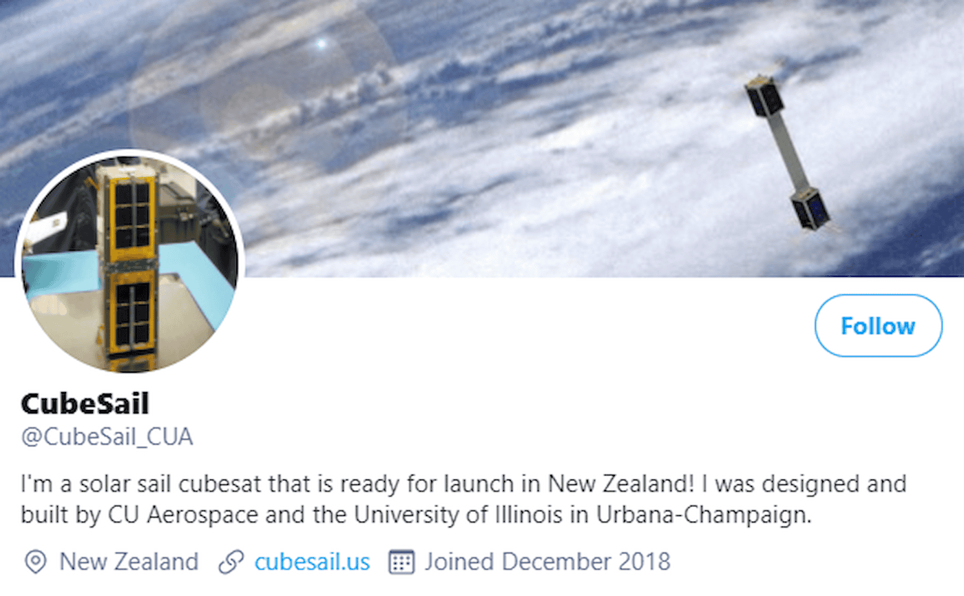 CubeSail Has Its Own Twitter Feed!
